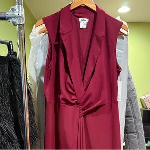 DKNY Sleeveless Twist-Front Wine Midi Dress